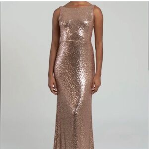 Jenny Yoo Rose Gold Sloane Sequin Maxi Dress
